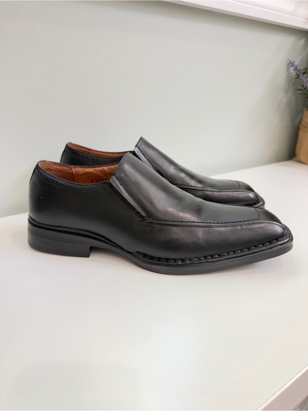 Florsheim Mens Black Leather Slip On Dress Shoes 8.5 EEE Loafers Extra Wide